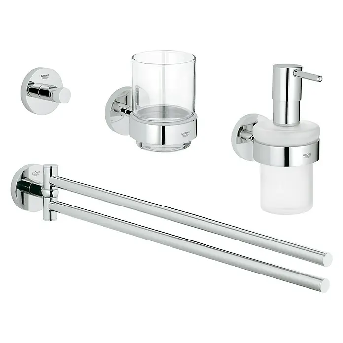 Grohe Essentials Bad-Set 4in1 Variante 1 - 4 -tlg., Chrom, Glänzend - Vorderansicht