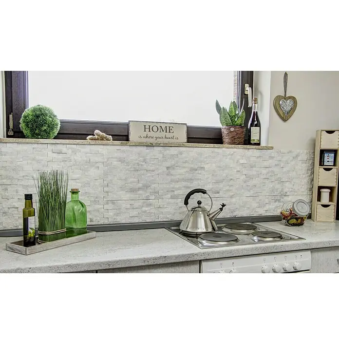 Mosaikfliese Brick Splitface X3D 41456 - 30,5 x 29 cm, Weiß/Grau, Matt - Anwendungsbeispiel