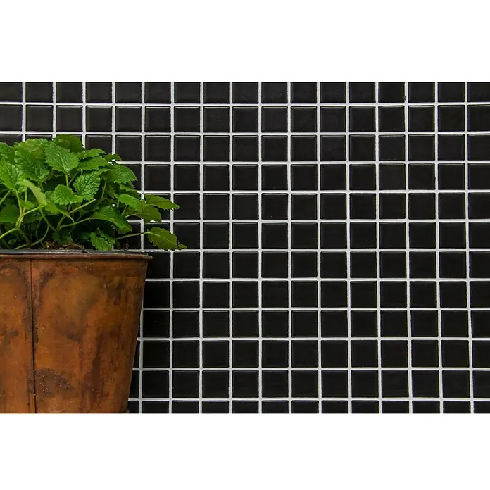 Mosaikfliese Quadrat Uni CG 154 - 29,8 x 29,8 cm, Schwarz, Matt - Anwendungsbeispiel