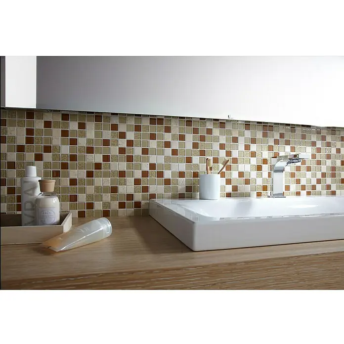 Mosaikfliese Crystal Mix CM M432 - 32,7 x 30,2 cm, Beige - Anwendungsbeispiel