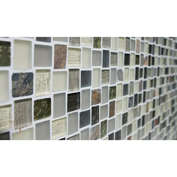 Mosaikfliese Crystal Mix XCM R09 - 27,3 x 27,3 cm, Braun/Grau, Matt - Detailaufnahme