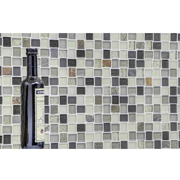 Mosaikfliese Crystal Mix XCM R09 - 27,3 x 27,3 cm, Braun/Grau, Matt - Detailaufnahme