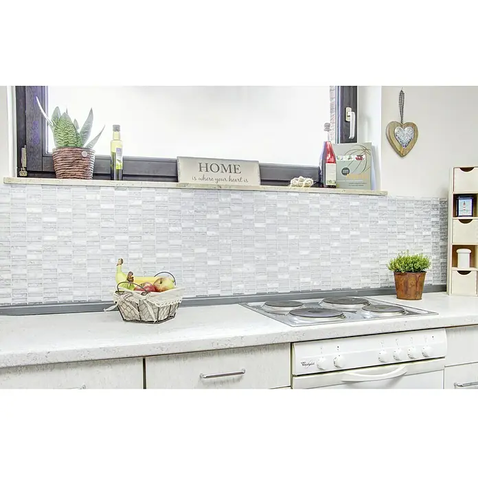 Mosaikfliese Crystal Mix XIC S1211 - 32,2 x 31 cm, Weiß/Grau, Glänzend - Anwendungsbeispiel