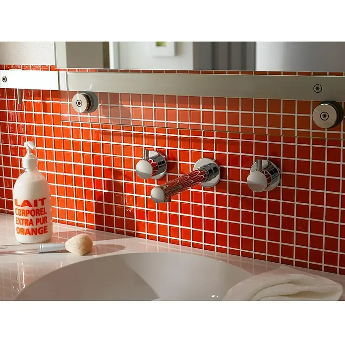 Mosaikfliese Quadrat Crystal Uni CM 4060 - 32,7 x 30,2 cm, Rot, Glänzend - Detailaufnahme