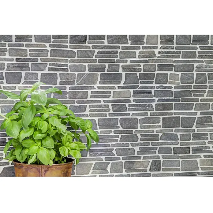 Mosaikfliese MOS BRICK 210 - 30,5 x 30,5 cm, Schwarz, Matt - Detailaufnahme