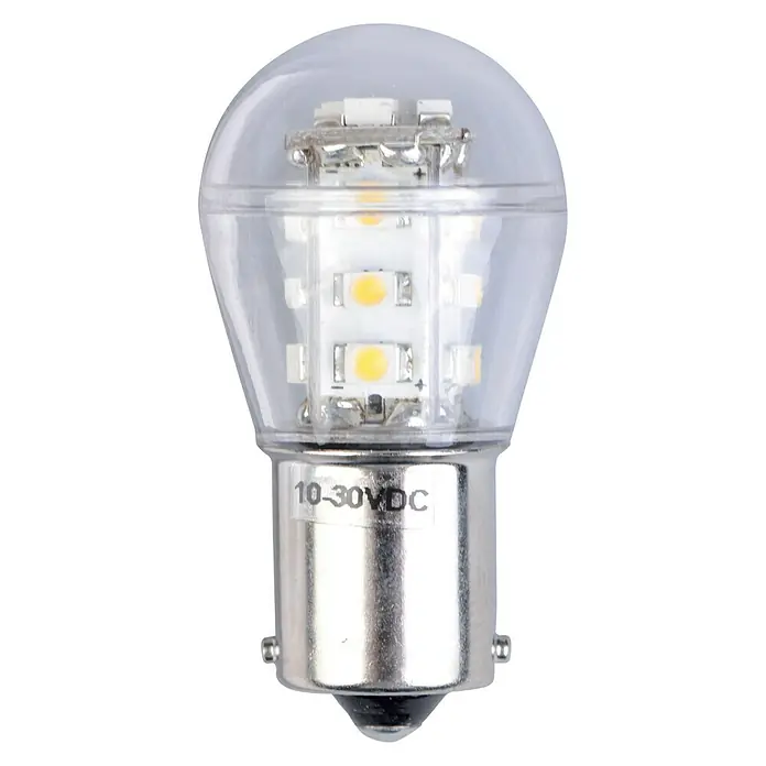 Talamex Ledlamp voor boten - 1,6 W, 10 V - 30 V, Sokkel: BA15s, Lichtkleur: Warm wit - Vooraanzicht