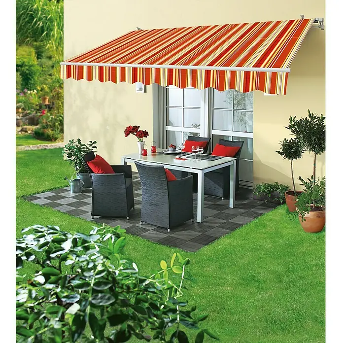 Sunfun Zglobna tenda Multicolor - Crveno-žuto, Širina: 3 m, Izvlačenje: 2 m - Živopisni prikaz