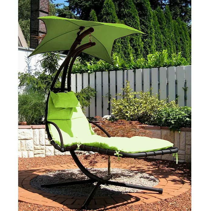 Leco Garten-Schwingliege - 180 x 103 x 200 cm, Kunststoff, Grün, Anthrazit - Stimmungsaufnahme