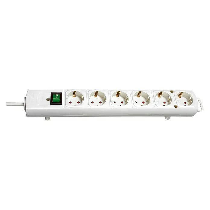 Brennenstuhl Comfort-Line Steckdosenleiste - Anzahl Steckdosen Schuko: 6 Stk., Weiß, 2 m, Max. Anschlussleistung: 3.680 W