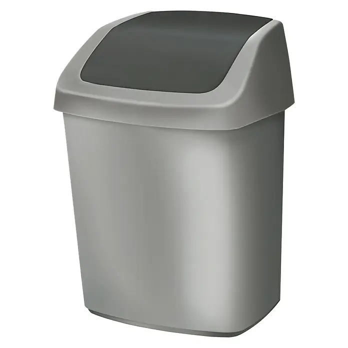 Curver Schwingdeckeleimer Swing top - 50 l, Silber/Anthrazit, Rechteckig, Kunststoff