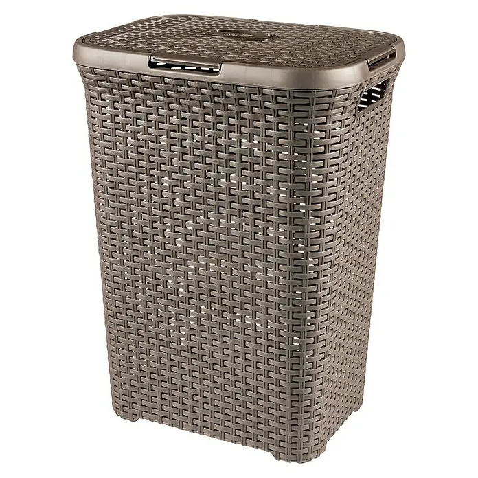 Curver Style Wäschekorb Deco Rattan - 60 l, Braun, Rechteckig, Kunststoff