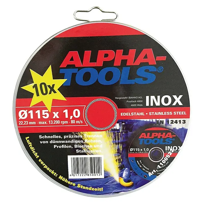 Alpha Tools Trennscheibe Inox - Durchmesser Scheibe: 115 mm, Geeignet für: Edelstahl, 10 Stk.