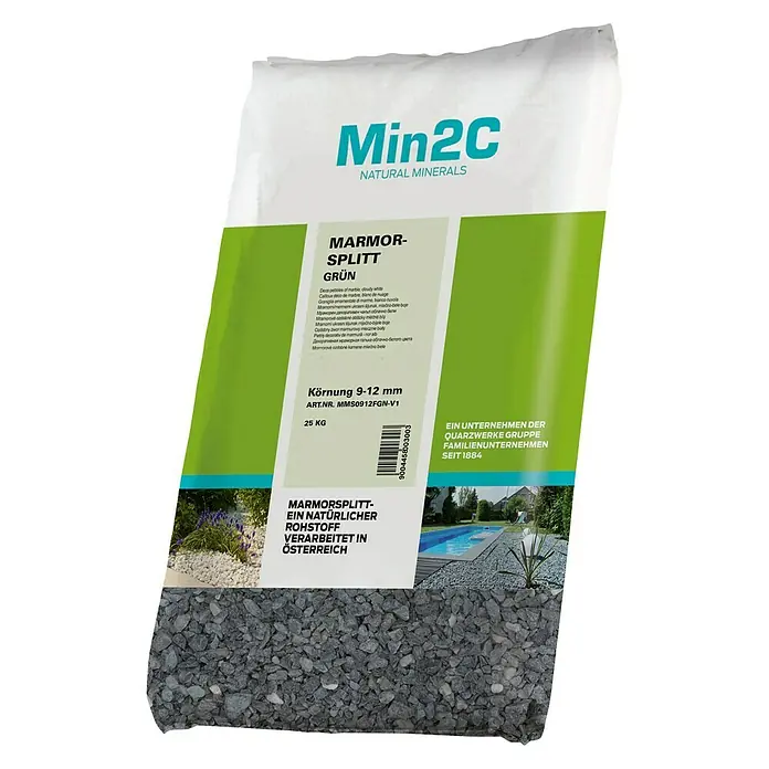 Min2C Marmorsplitt Grün - Grün, Körnung: 9 mm - 12 mm, 600 kg