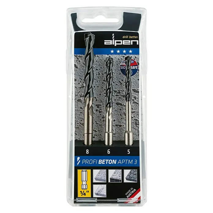 Alpen Betonbohrer-Set APTM 3 - 3 -tlg., 5 mm - 8 mm