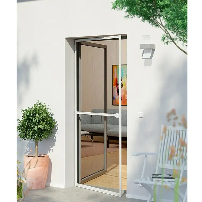 Windhager Rhino Insect Screen Zaštitna mreža za vrata od insekata - 100 x 210 cm, Boja okvira: Bijele boje, Boja tkanine: Antracit
