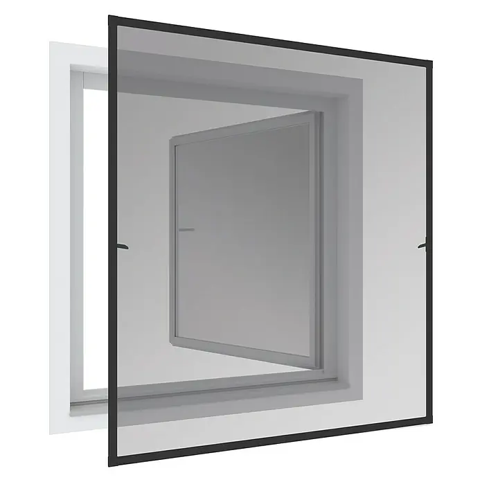 Windhager Insektenschutzfenster Spannrahmen Expert - 100 x 120 cm, Anthrazit, Schnellmontagefedern