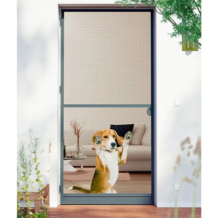 Windhager Insektenschutzgitter Krallenschutz Türe Z21 - 150 x 120 cm, Schwarz, Terrassentür