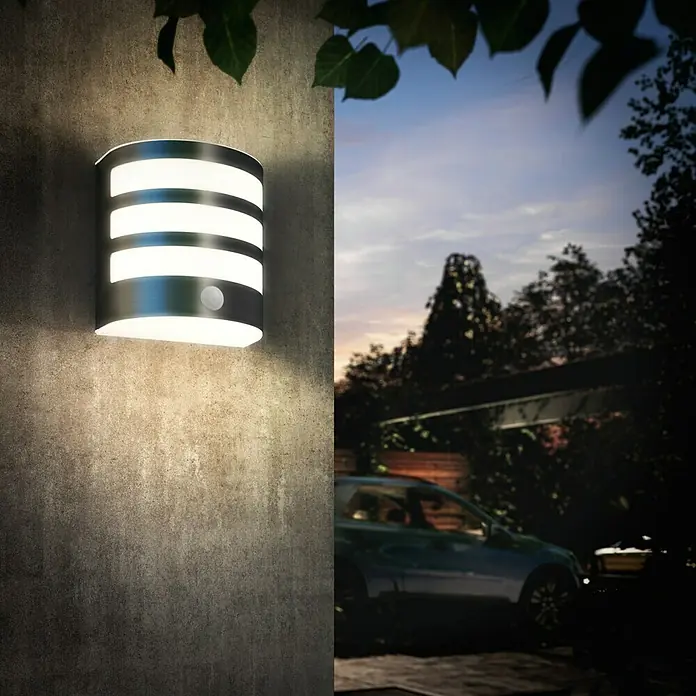 Philips LED-Außenwandleuchte Calgary - 4 W, 130 x 122 x 94 mm, Weiß/Edelstahl, IP44