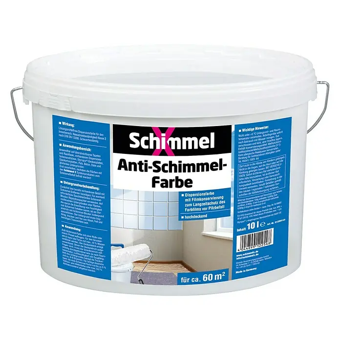 SchimmelX Wandfarbe Anti-Schimmel - Weiß, 10 l, Matt