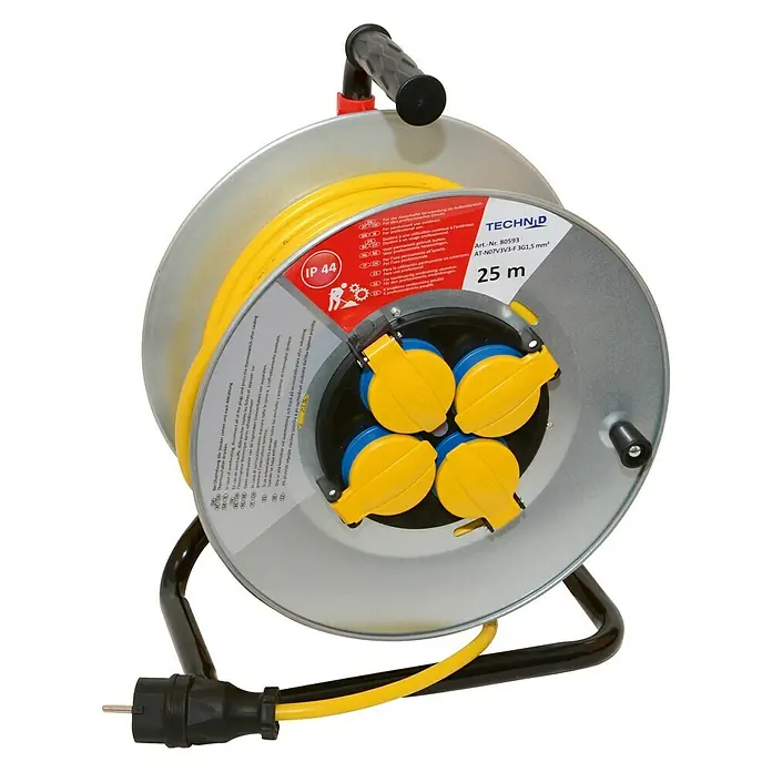 Stahlblech-Kabeltrommel - 4-fach, 40 m, 3.500 W