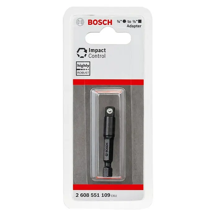 Bosch Set adaptera za račnu - Veličina prihvata: ¼″ vanjski šesterokutni, Veličina spoja račne: Vanjski četverokut od ¼ cola - Pogled sprijeda