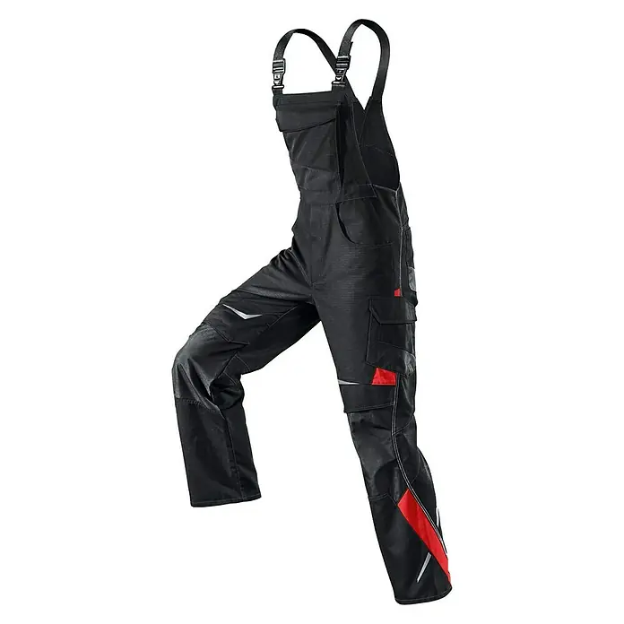 Kübler Pulsschlag Herren-Latzhose - 46, Schwarz/Rot - Vorderansicht