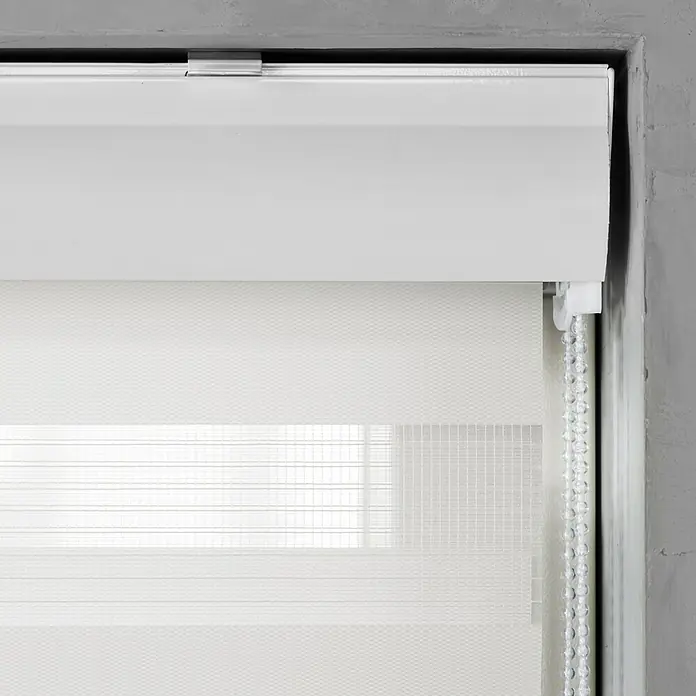 Expo Ambiente Doppelrollo mit Kassette - B x H: 110 x 130 cm, Schneeweiß, Tageslichtdurchlässig - Vorderansicht
