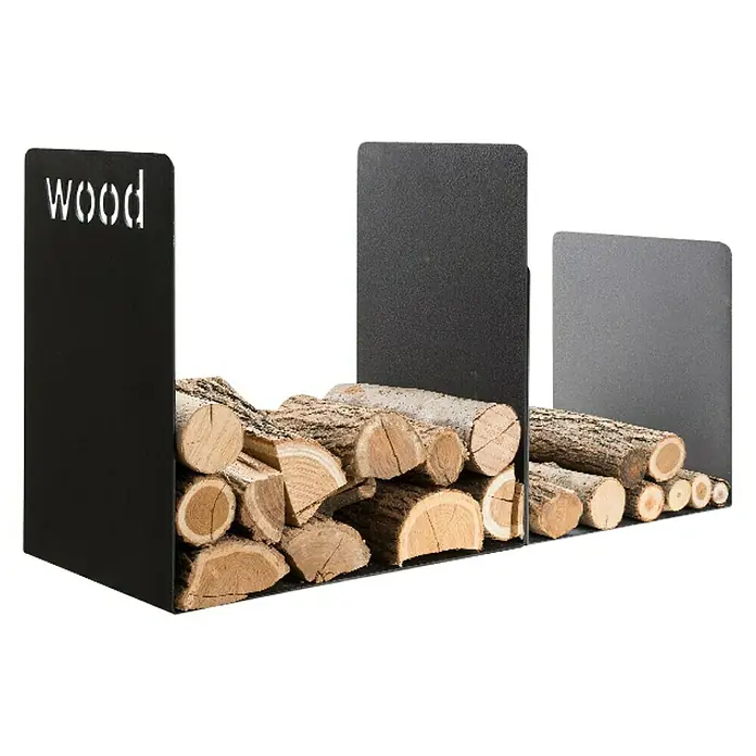 Holzkorb Wood duo - 85,5 x 35 x 49,5 cm, Stahl, Schwarz