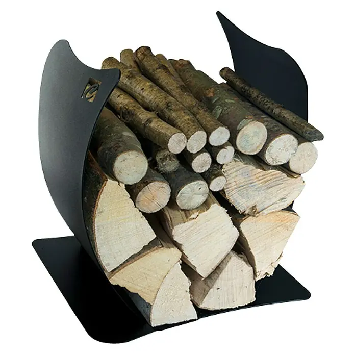 Holzkorb Silvain - 40 x 37,5 x 34,5 cm, Stahl, Schwarz