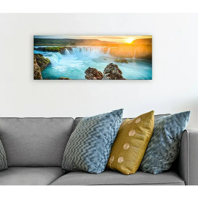 Glasbild - Colourful Waterfall, B x H: 125 x 50 cm - Stimmungsaufnahme