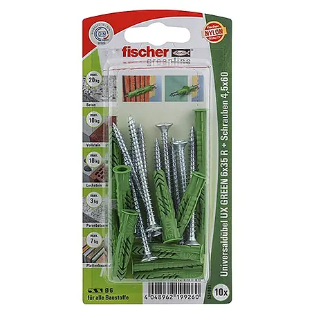 Fischer Greenline Universaldübel-Set UX 6 x 35 R S GREEN K