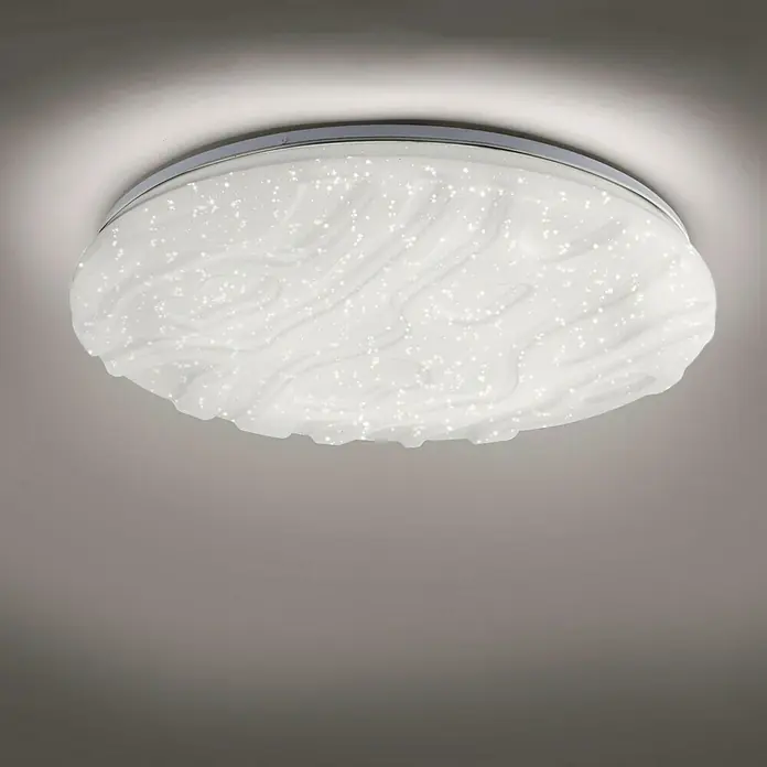 LeuchtenDirekt Okrugla stropna LED svjetiljka Ria - 36 W, Ø x V: 60 x 8 cm, Bijele boje, Neutralno bijelo - Pogled odozdo