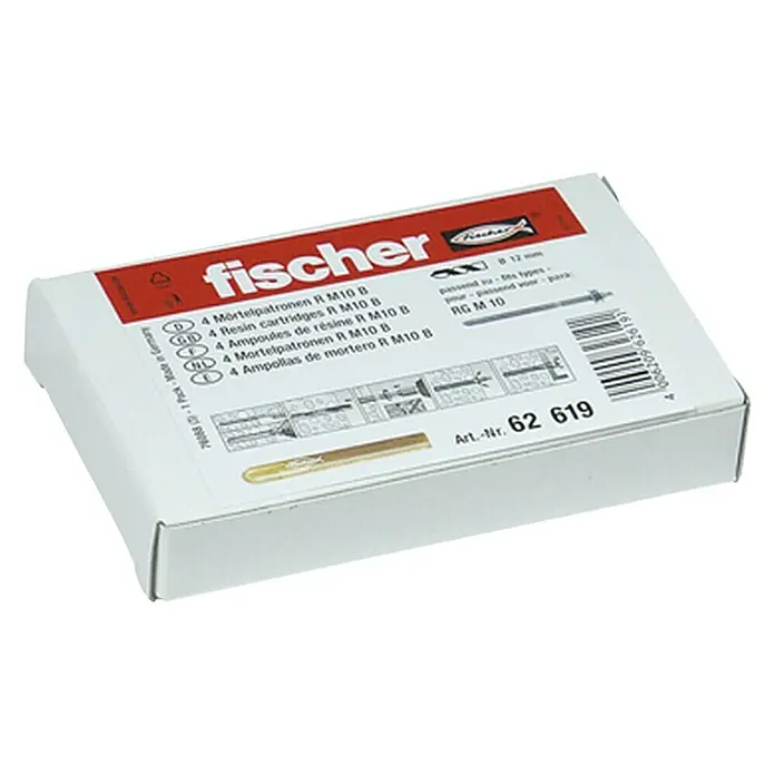 Fischer Mörtelpatrone RM10 - Durchmesser: 12 mm, 4 Stk. - Vorderansicht