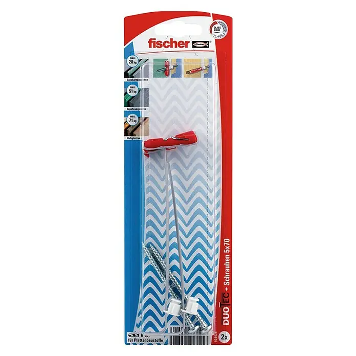 Fischer Kippdübel-Set Duotec - Durchmesser Dübel: 10 mm, Länge Dübel: 47 mm, 2 Stk., Panheadschraube - Vorderansicht