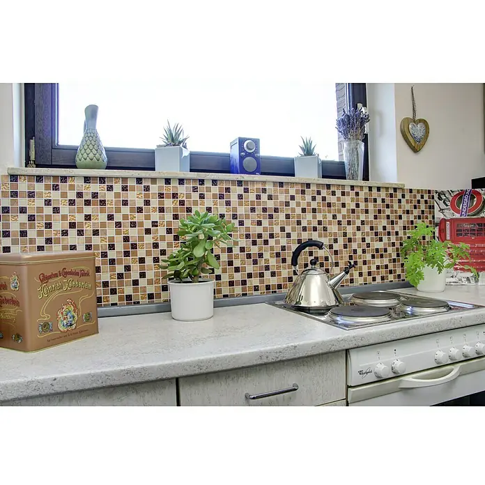 Selbstklebemosaik Quadrat Crystal Mix SAM 4M372 - 30 x 30 cm, Beige - Stimmungsaufnahme