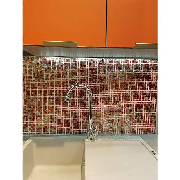 Mosaikfliese Quadrat Mix GM MRY 933 - 31,7 x 31,7 cm, Rot, Glänzend - Stimmungsaufnahme