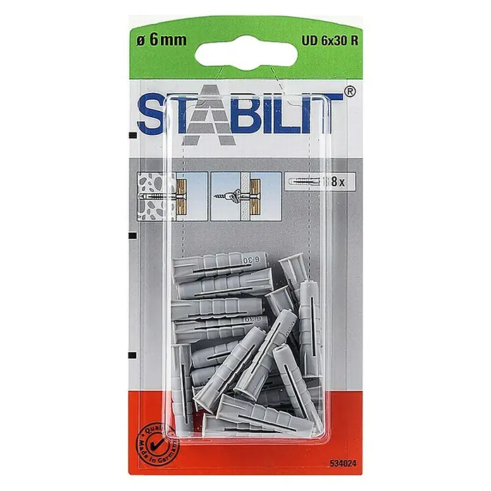 Stabilit Univerzalna ekspanzivna tipla - Promjer tiple: 6 mm, Duljina tiple: 30 mm, 18 kom - Pogled sprijeda