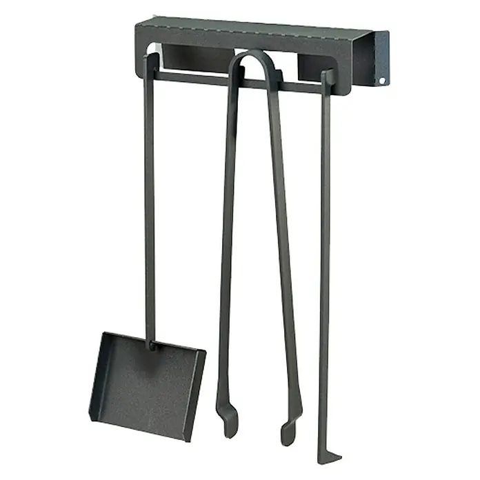 Kamingarnitur Patti - 30 x 6 x 68 cm, Stahl, Schwarz