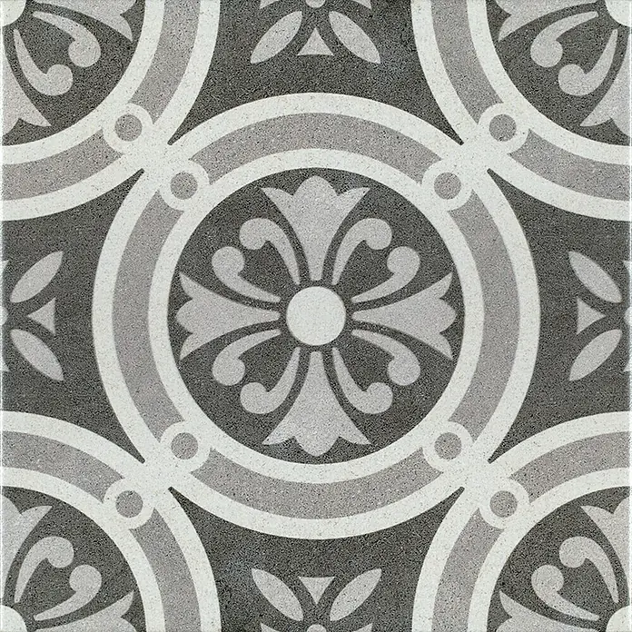 Porculanska pločica Vintage Classic - 25 x 25 cm, Crna-siva-bijela, Mat