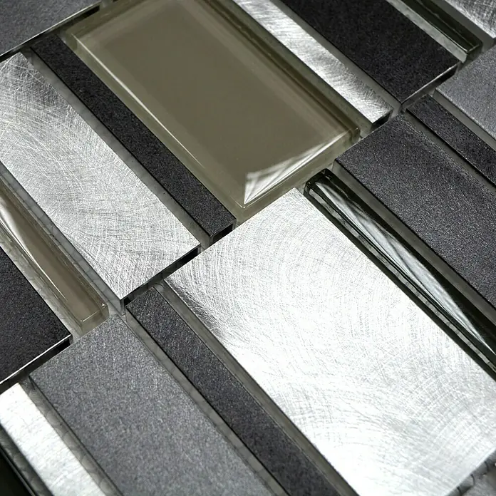 Mosaikfliese Crystal Mix XAM A801 - 30,1 x 30,1 cm, Grau, Matt