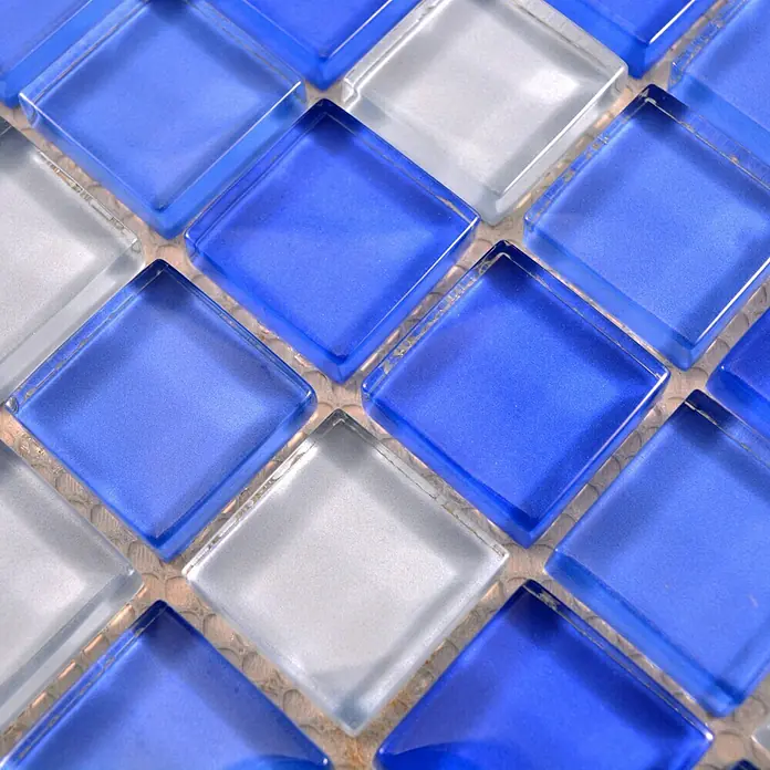 Mosaikfliese Quadrat Crystal Mix XCM 8222 - 32,7 x 30,2 cm, Blau, Glänzend