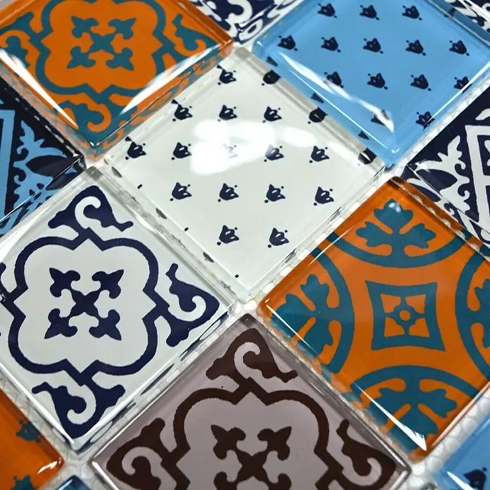 Mosaikfliese Quadrat Crystal Mix XCM 8OP2 - 30 x 30 cm, Bunt, Glänzend
