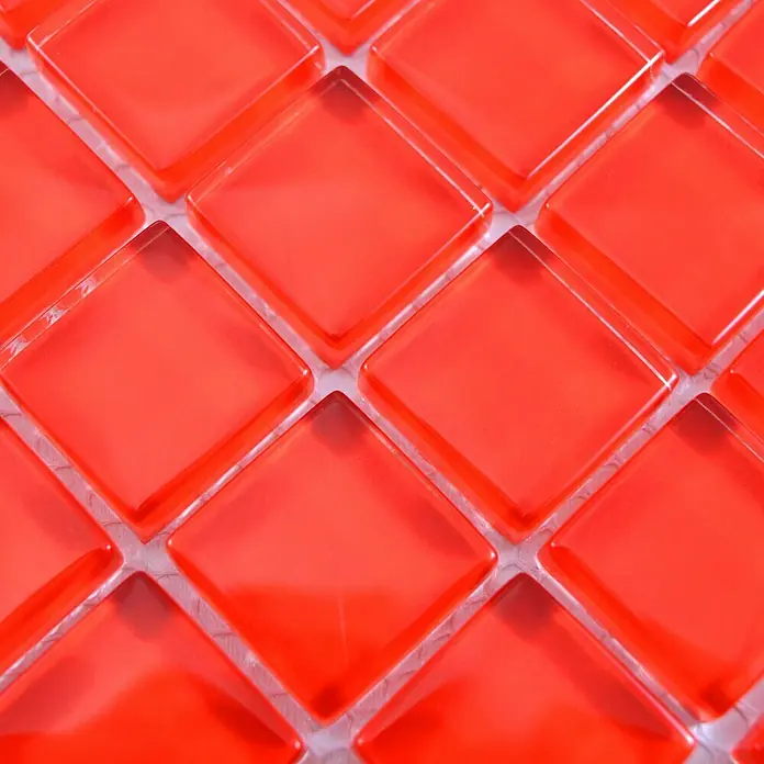 Mosaikfliese Quadrat Crystal Uni XCM 8060 - 32,7 x 30,2 cm, Rot, Glänzend