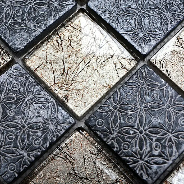 Mosaikfliese Quadrat Crystal Mix XCM 8OP4 - 30 x 30 cm, Beige/Grau, Glänzend