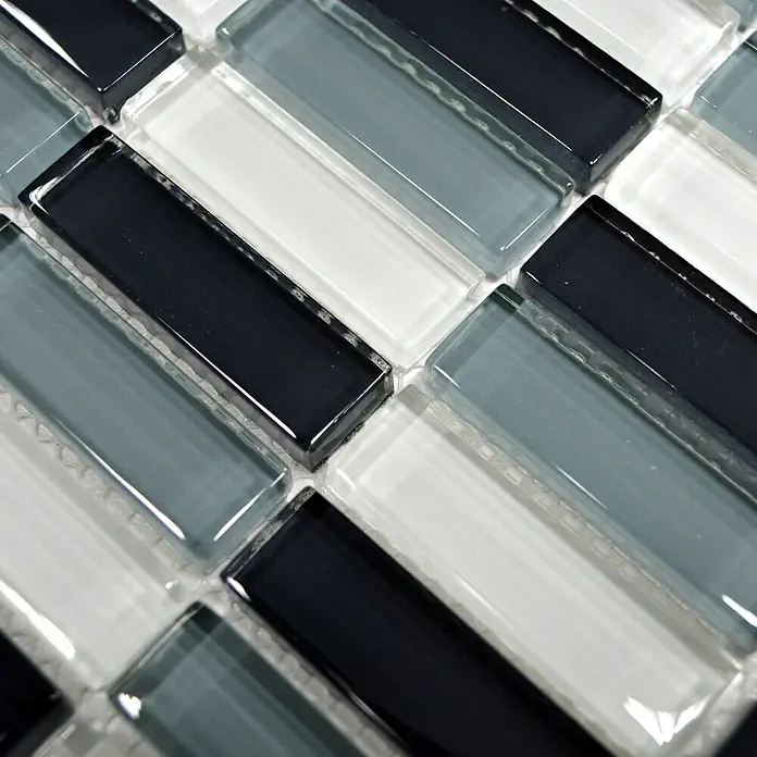 Mosaikfliese Stäbchen Crystal Mix XCM S828 - 32,2 x 31 cm, Grau, Glänzend