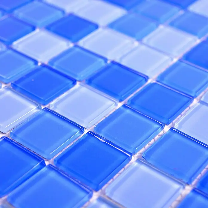 Mosaikfliese Quadrat Crystal Mix CM 4222 - 32,7 x 30,2 cm, Hellblau, Glänzend