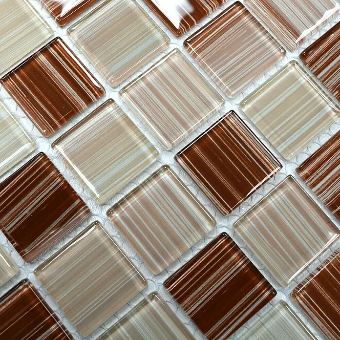 Mosaikfliese Quadrat Crystal CM 4290 - 32,7 x 30,2 cm, Beige, Glänzend