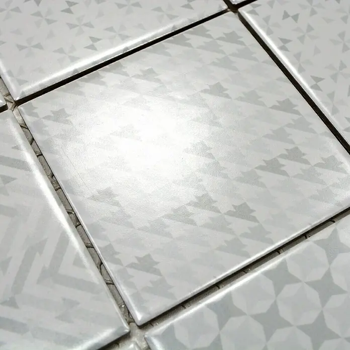 Mosaikfliese Quadrat Geo White GEOW - 29,8 x 29,8 cm, Weiß, Glänzend