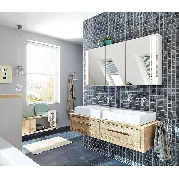 Mosaikfliese XNT 46628 - 30,5 x 30,5 cm, Schwarz, Matt - Stimmungsaufnahme
