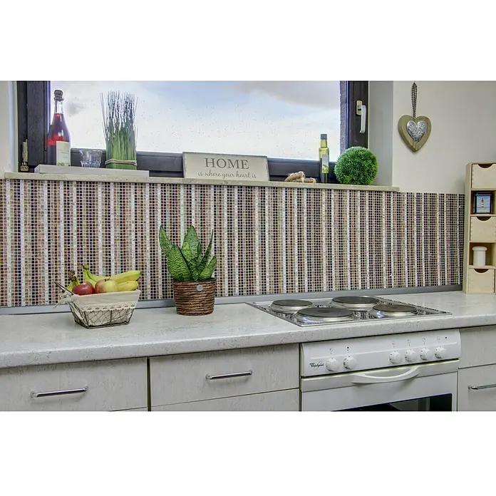 Mosaikfliese Quadrat Mix XGM ST55 - 32,7 x 30,5 cm, Braun/Beige/Weiß, Glänzend - Stimmungsaufnahme